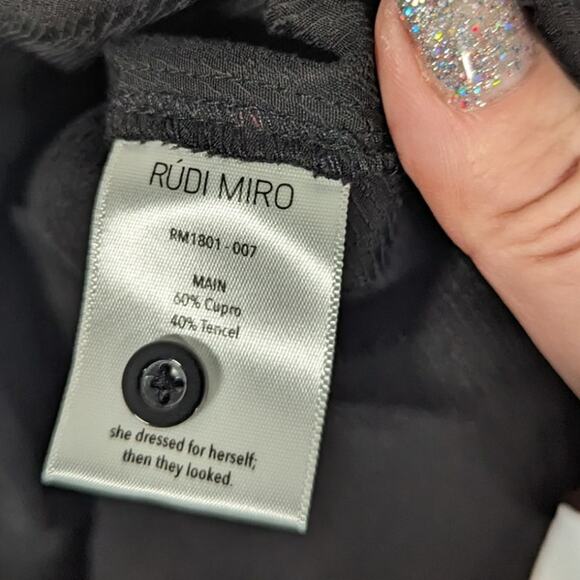 Rudi Miro Eloisa Shirt Dress Black Short Sleeve Textural Print Lagenlook Size 8 - Picture 5 of 10